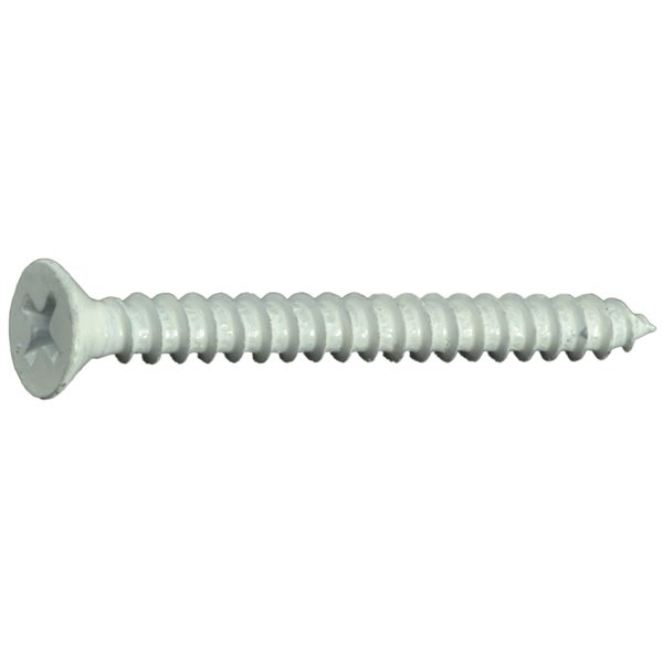 Midwest Fastener Sheet Metal Screw, #10 x 2 in, White Steel Flat Head Phillips Drive, 20 PK 36258